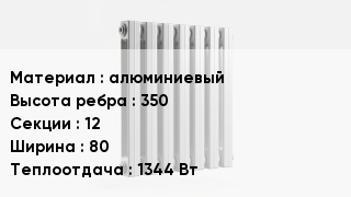 Алюминиевый радиатор алюминиевый 350х12х80 1344 Вт